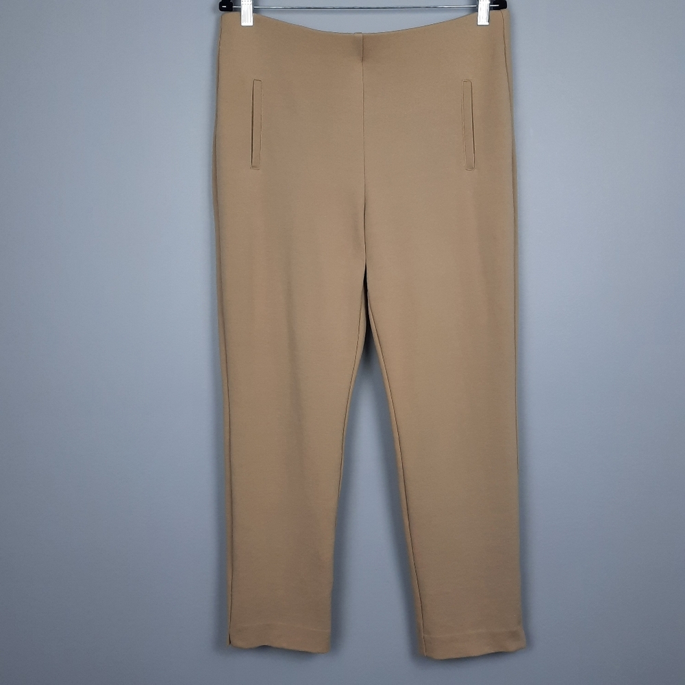 Chico's Solid Tan Pull On High Rise Ankle Length Ponte Pants size 12